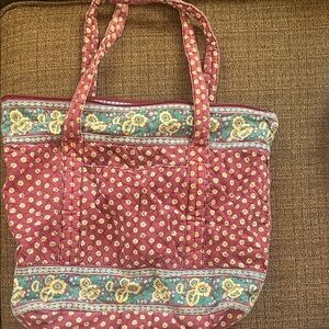 Floral Patterned Tote Bag - Red and Blue